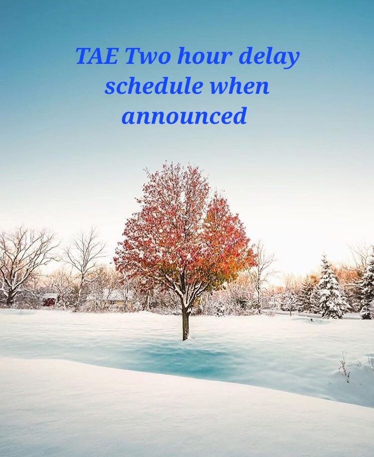 TAE Two hour delay schedule when announced
